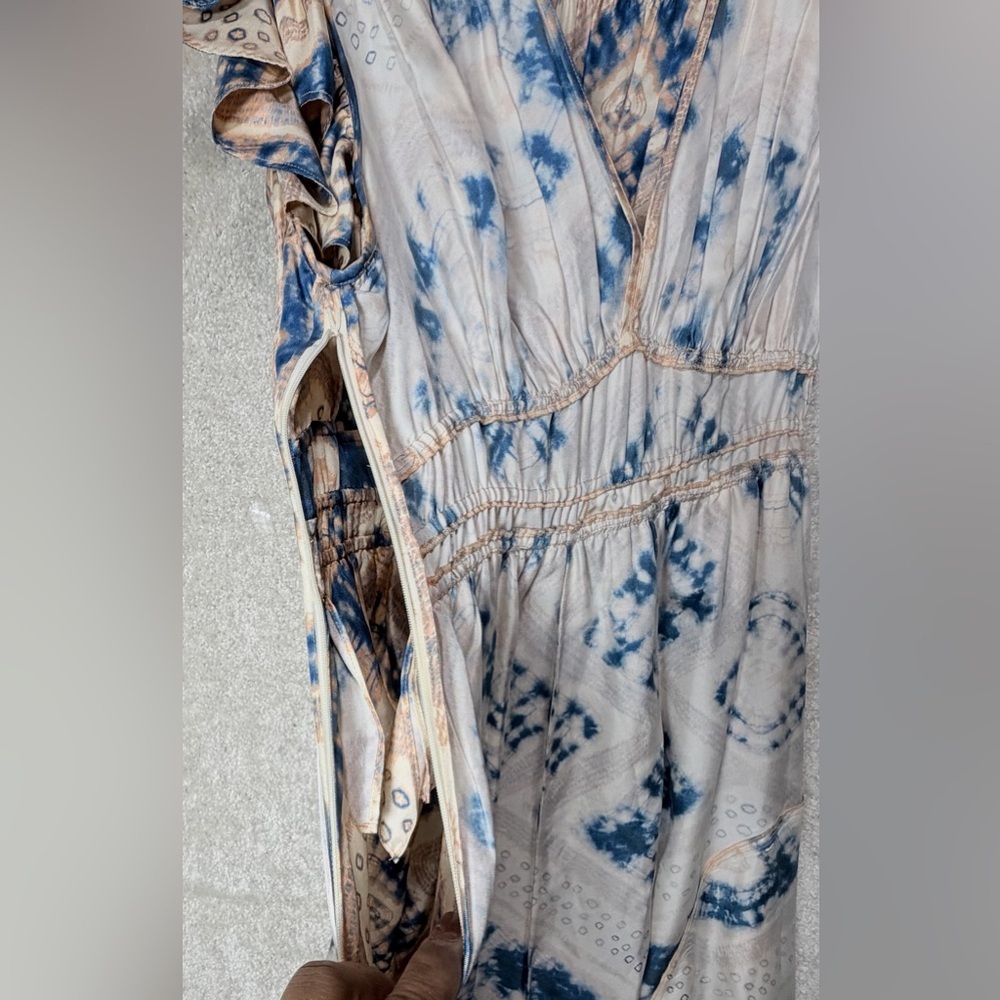 Ulla Johnson Blue and Cream Floral Ruffle Midi Dress - Picture 13 of 16